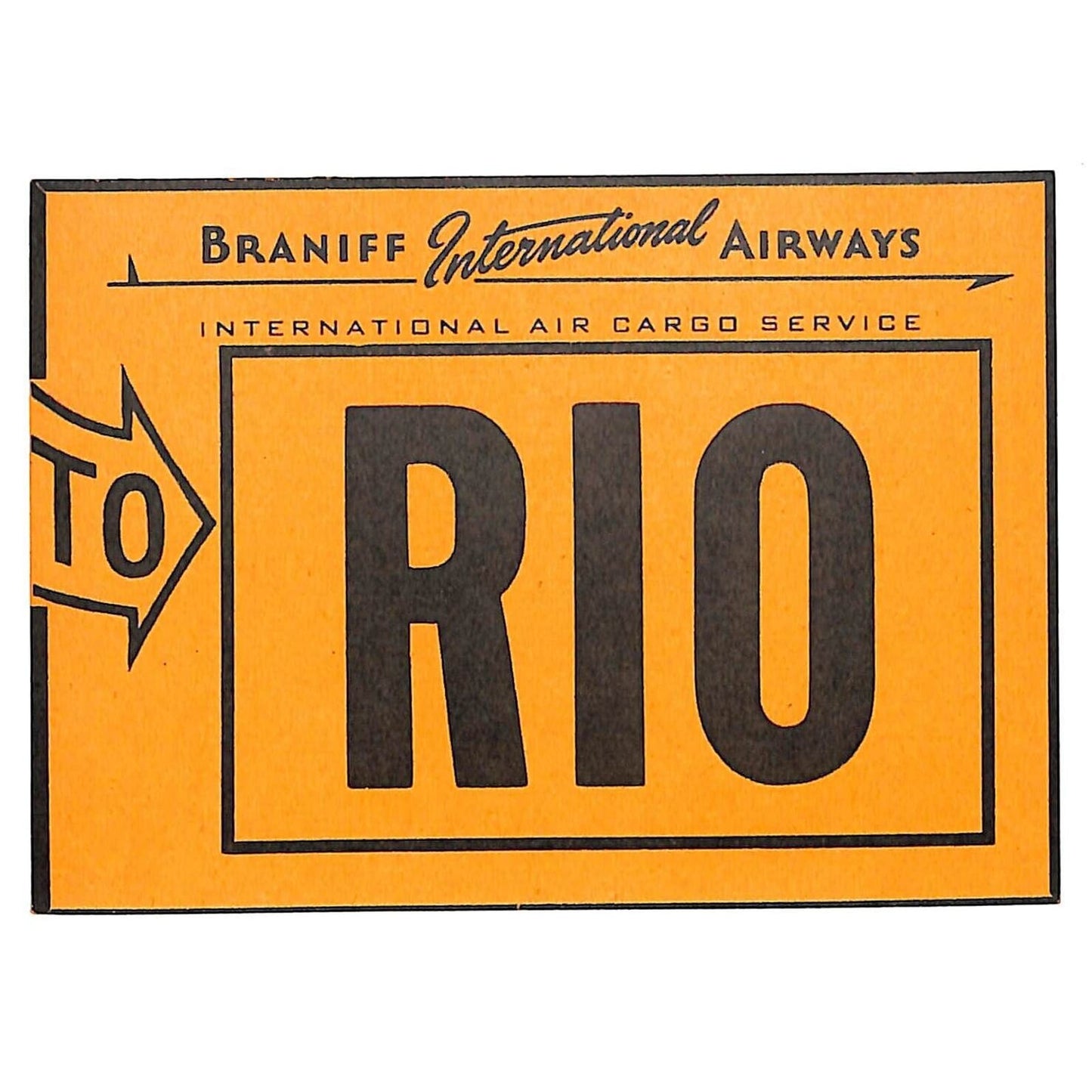 Braniff International Airways(1948-65) Gum Air Cargo Label "To RIO" Scarce VGC