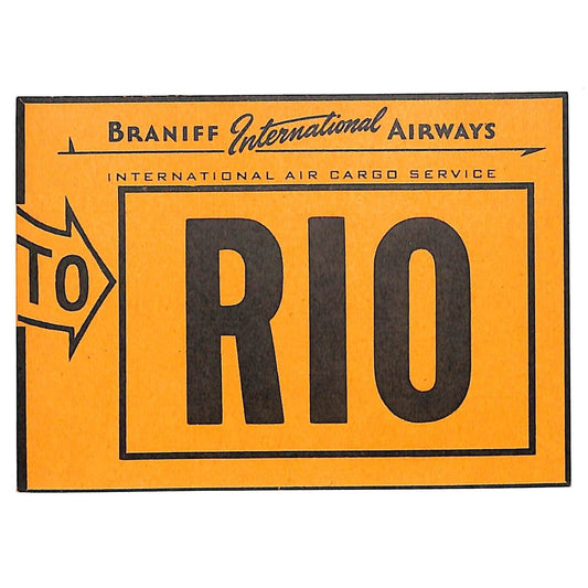 Braniff International Airways(1948-65) Gum Air Cargo Label "To RIO" Scarce VGC