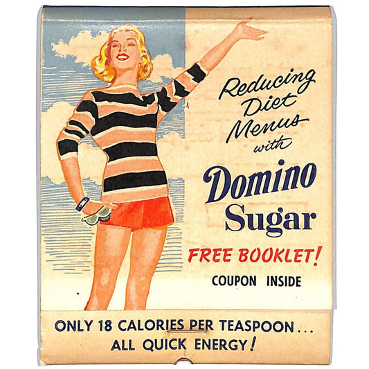 Domino Sugar GIANT (3 1/4" x 4") Printed Wooden Stick Full Matchbook c1960's
