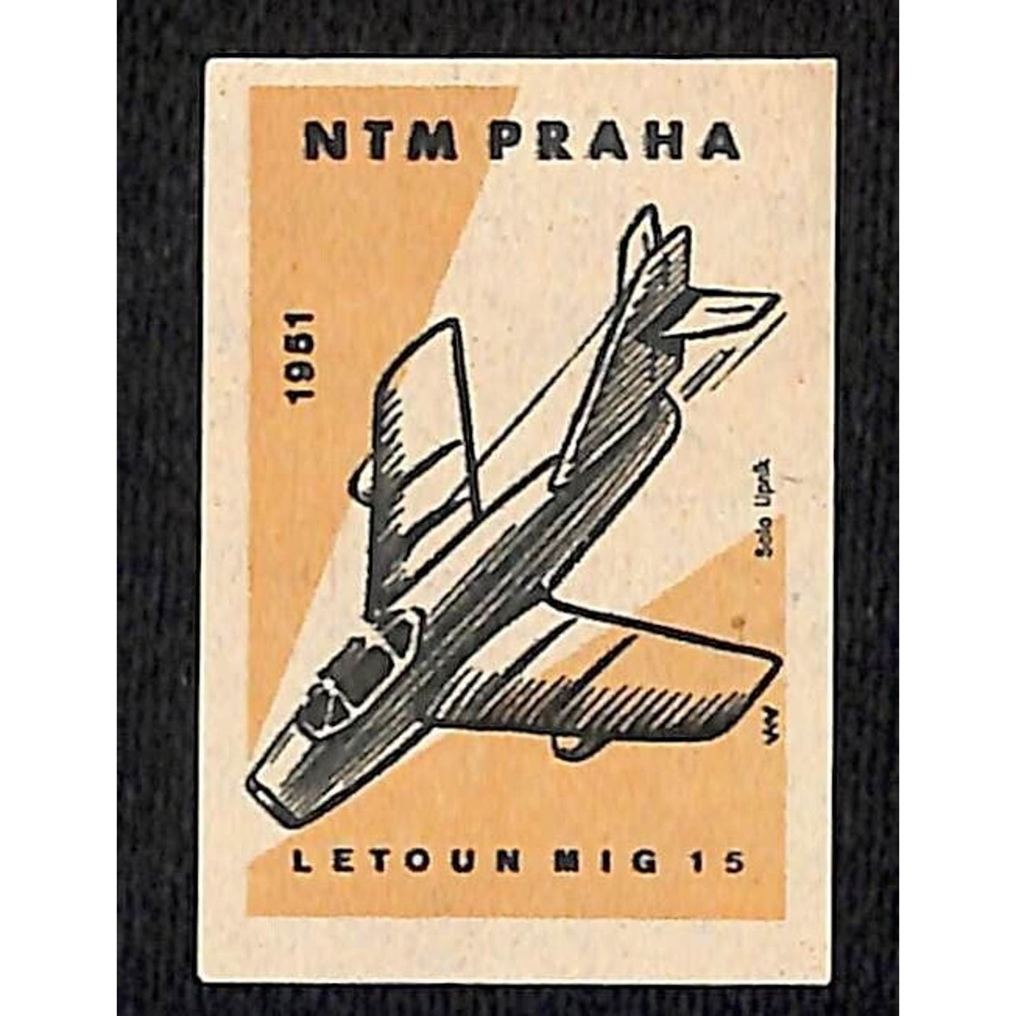 Vintage Matchbox Label National Technical Museum Prague MIG 15 Aircraft c1960