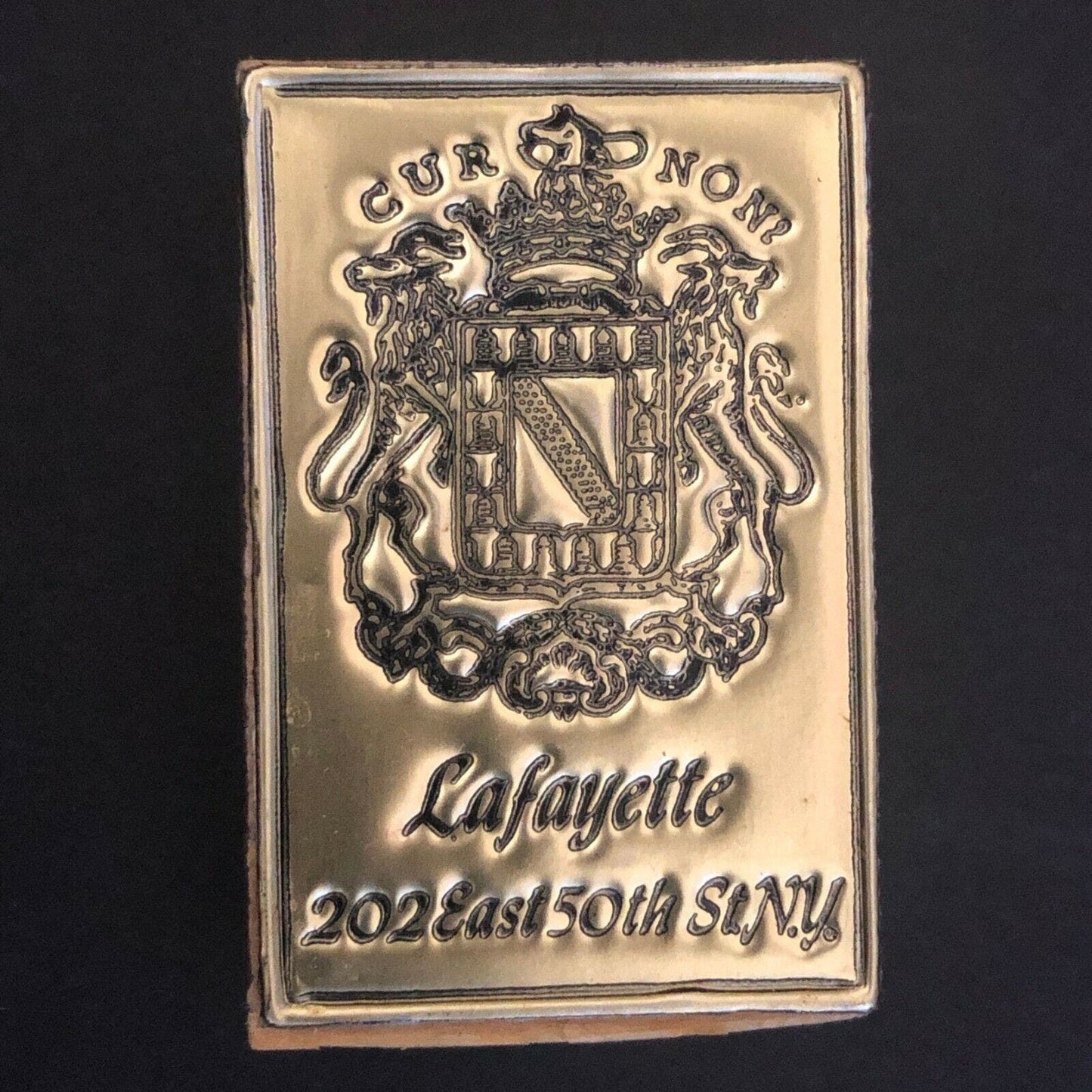 c1980's Foil Wooden Matchbox / Matchbook Lafayette Restaurant Francais NYC