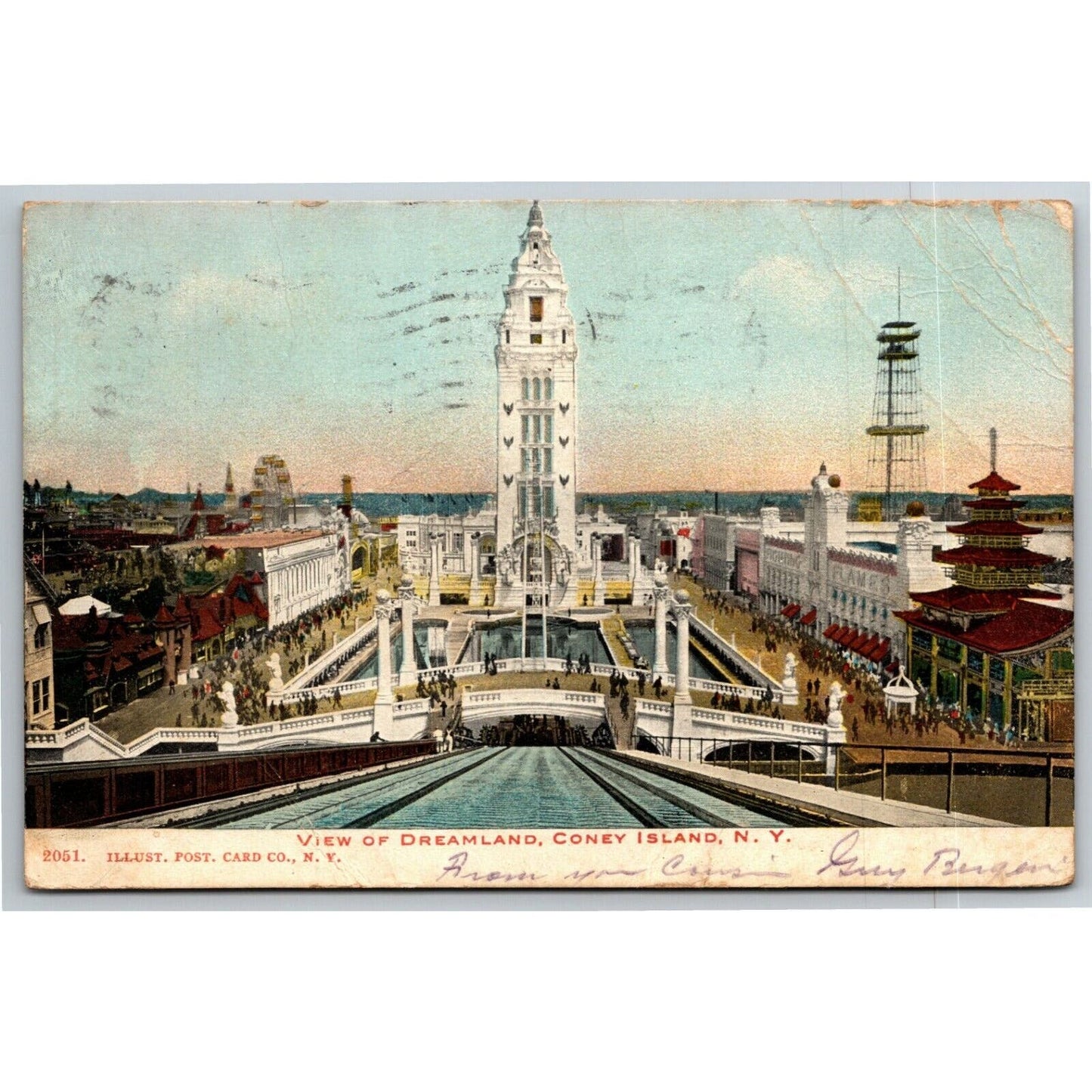 Vintage c1906 Coney Island Postcard "View of Dreamland"