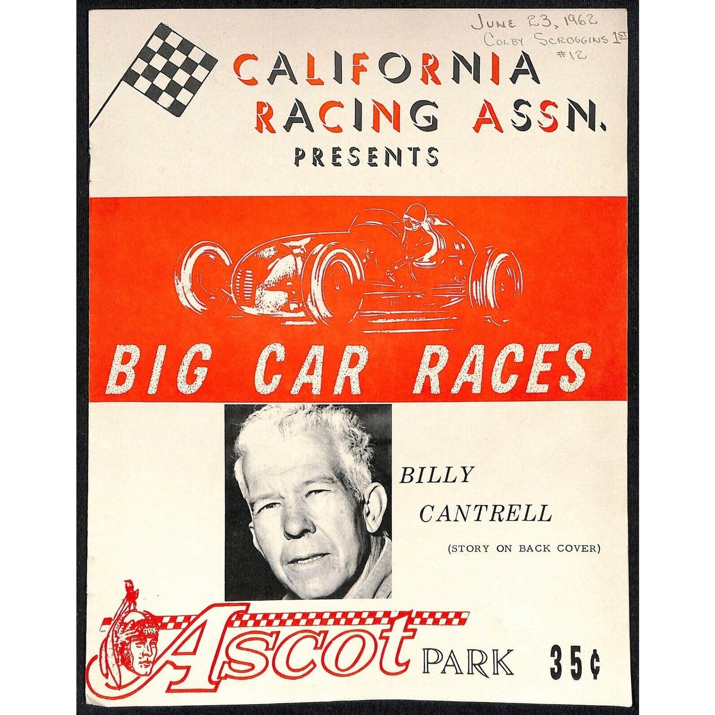 Scarce Jun 23 1962 CRA Big Car Races Auto Racing Program Ascot Park Gardena