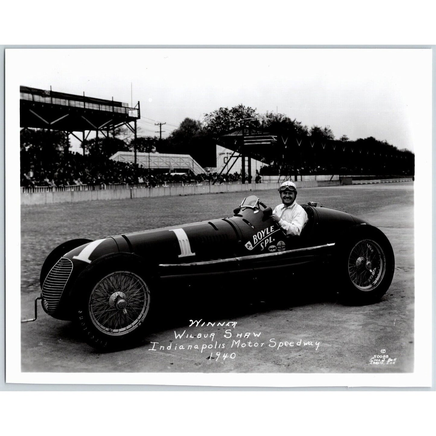 Wilbur Shaw Indy 500 Winner 1940 - 8 x 10 Glossy B&W Photograph VGC