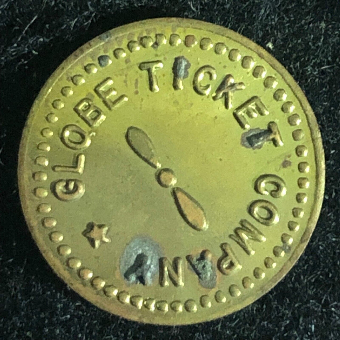 Globe Ticket Company (Tacoma, WA) Brass Token 16mm Very Scarce