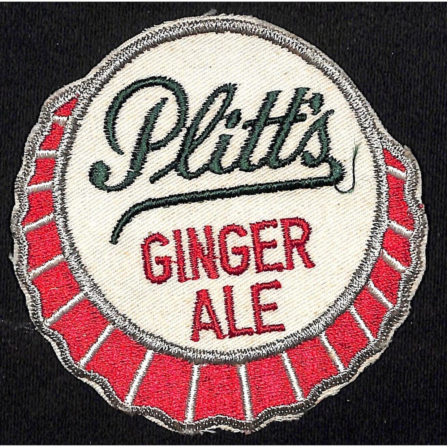 Plitts Ginger Ale Bottle Cap Embroidered Soda Patch c1960's-1970's VGC Scarce