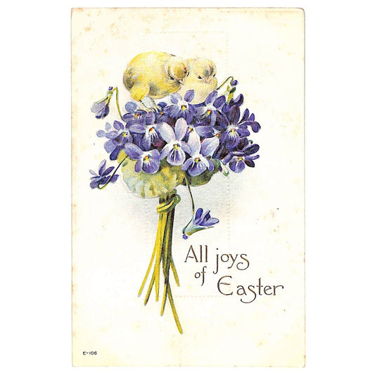 Easter Postcard "The Joys of Easter" Floral Gold Ink Text Embossed NP c1915