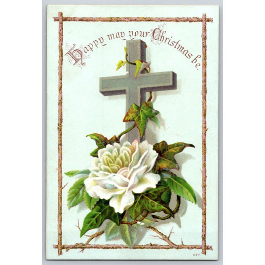 F. P. Louderbough Druggist Philadelphia Victorian Trade Card - Christmas Cross