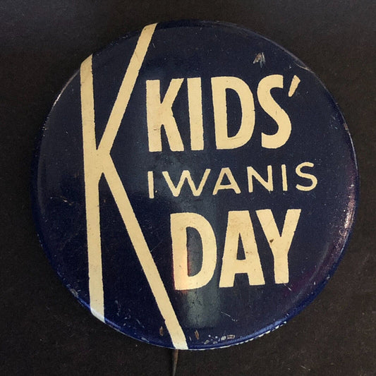 Kiwanis Kids Day Steel Pinback (Green Duck Co.) c1940's-50's Scarce