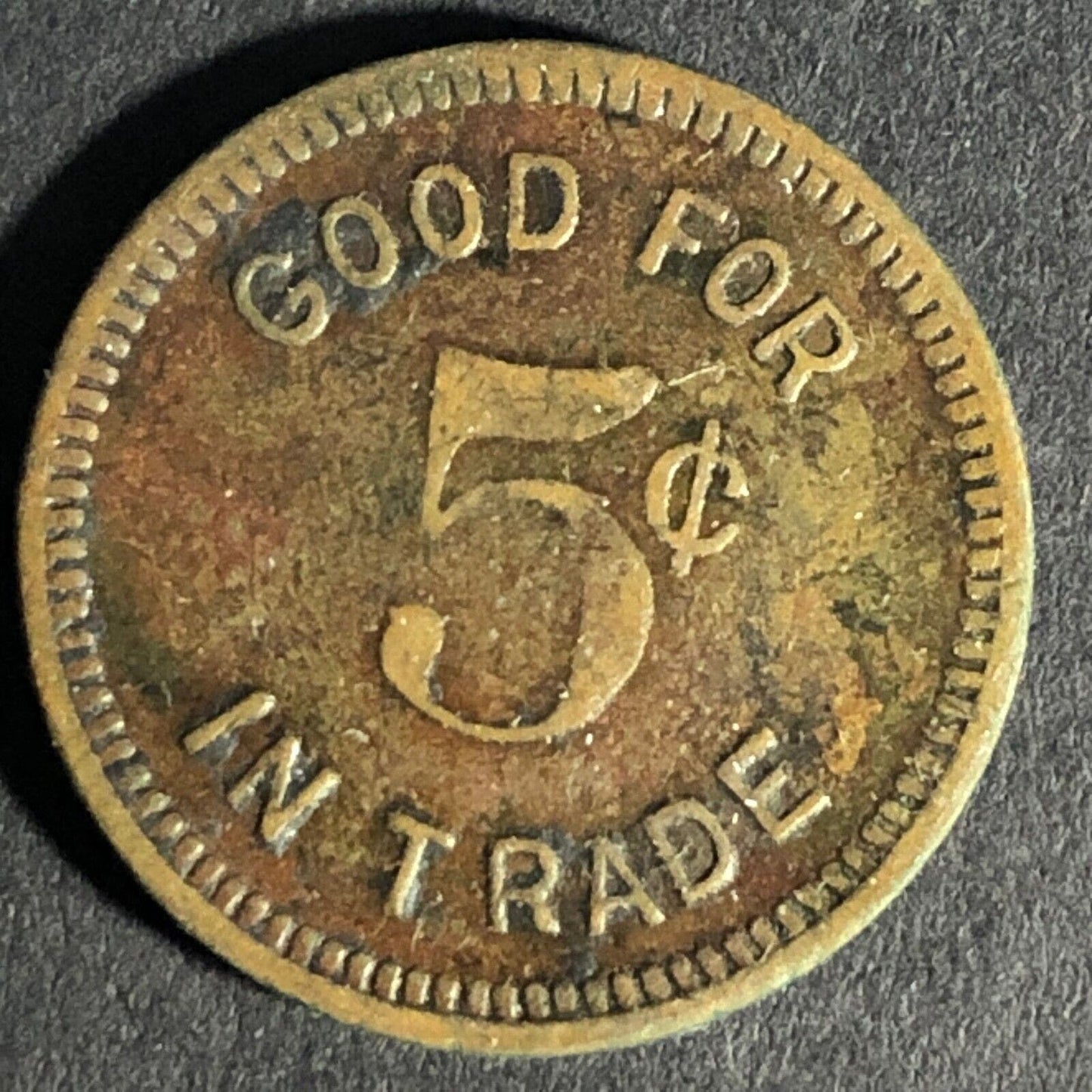Myhill & Drake (Lockport, NY Pool Room & Cigars) G/F 5c Brass Token 21.13mm