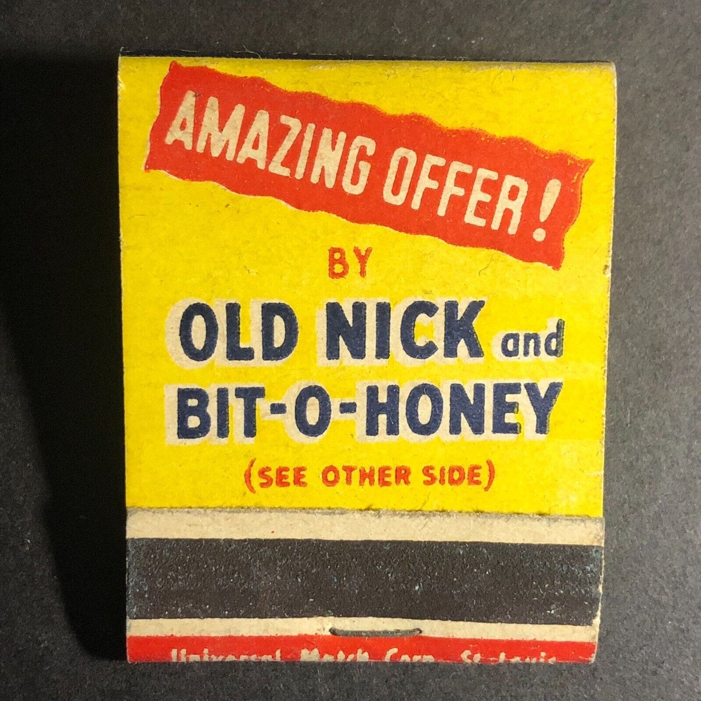 Bit-O-Honey Old Nick w/ Paring Knives Offer Full Matchbook 1950 VGC