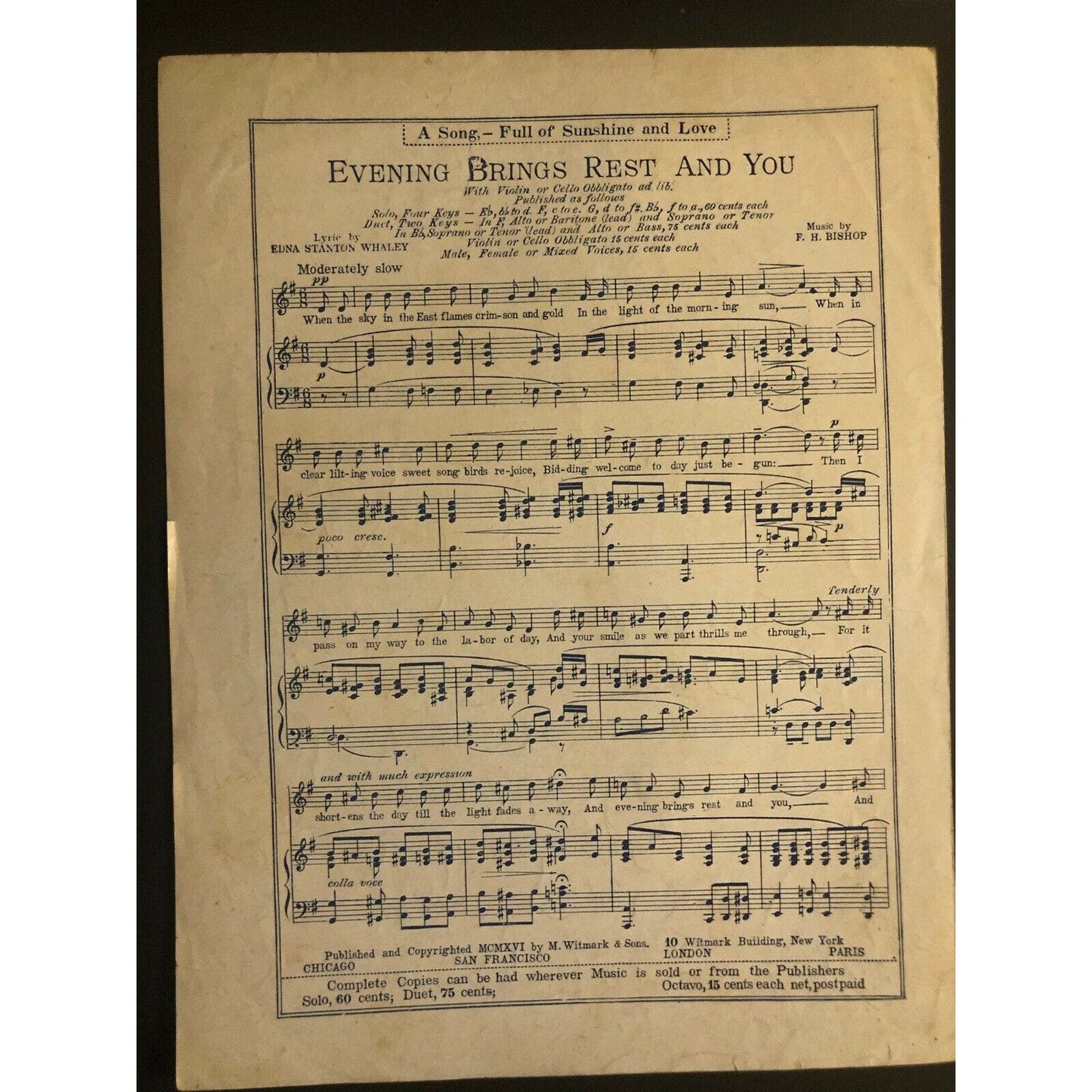 Vintage WWI Sheet Music "When the Robert E. Lee Arrives in Old Tennessee"