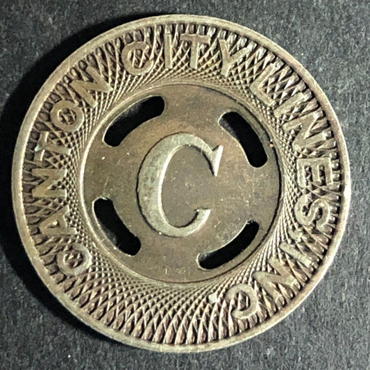 Canton City Lines Inc. (Ohio) WM G/F One Fare Transit Token 23mm