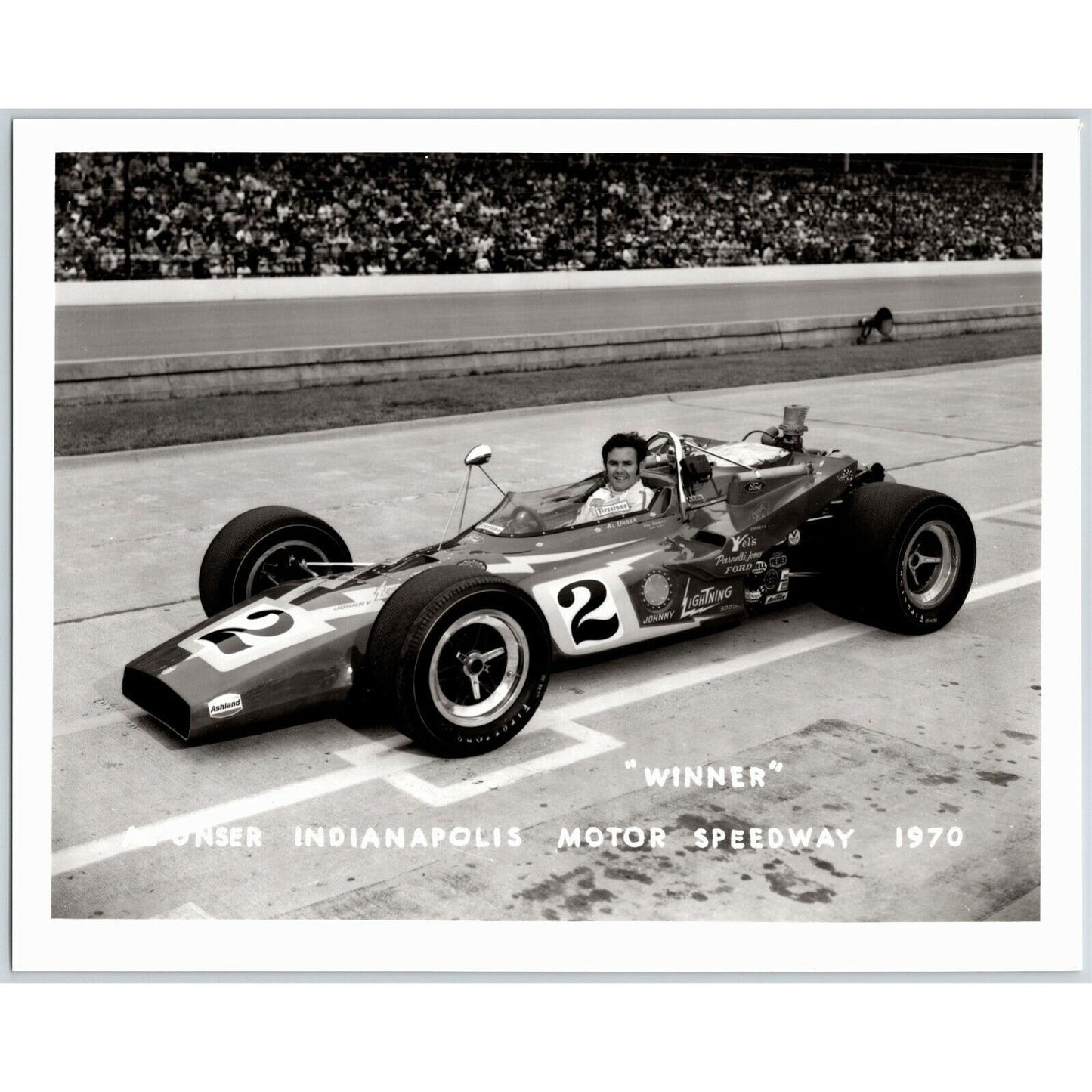 Al Unser Indy 500 Winner 1970 - 8 x 10 Glossy B&W Photograph VGC