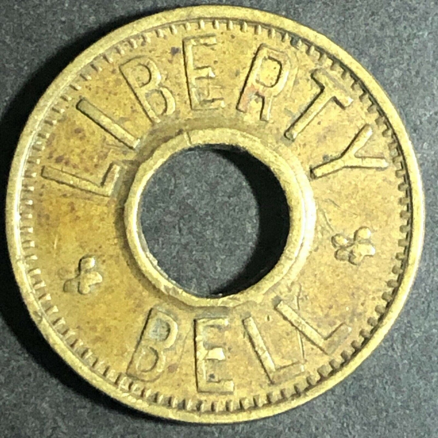 Vintage 21mm Brass "Liberty Bell Good For 5c Trade" -- Donut Token