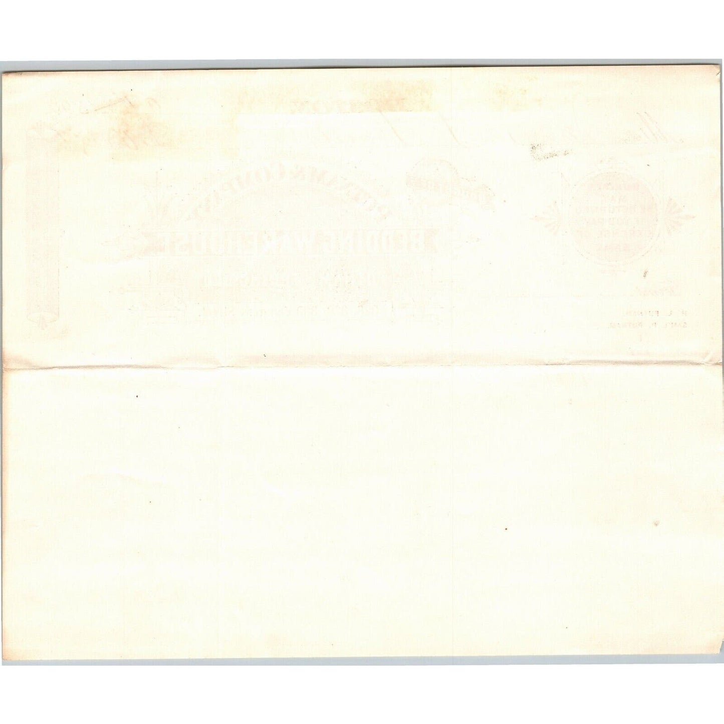 Boston, MA Putnam & Company Bedding 1890 Billhead Marsh Bethel, VT Scarce