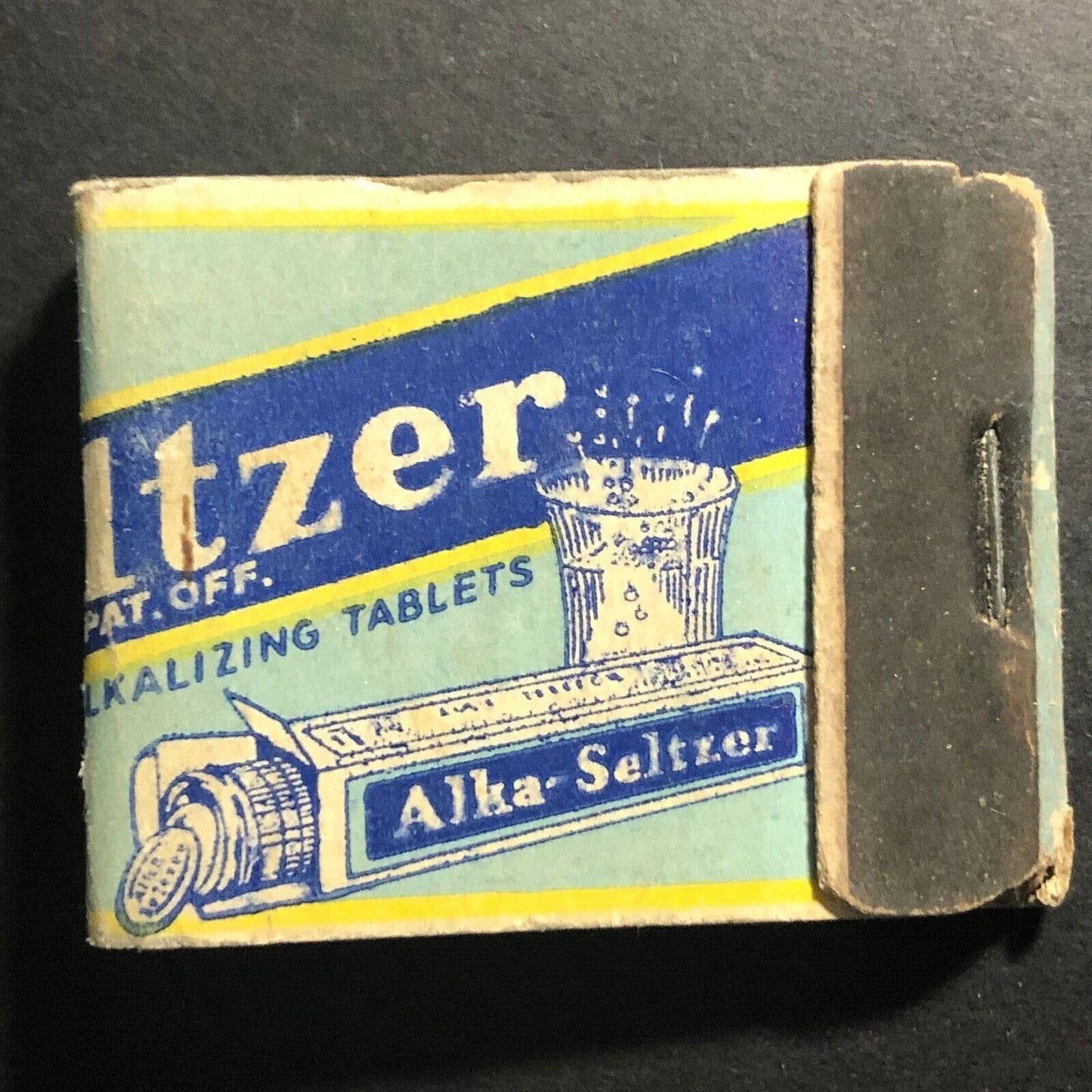 Alka-Seltzer Tablets Matchbook c1940's-50's Full 20-Strike