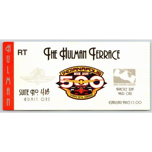 1998 Indy 500 Practice Day Hulman Terrace Ticket Stub IMS Indianapolis - RT
