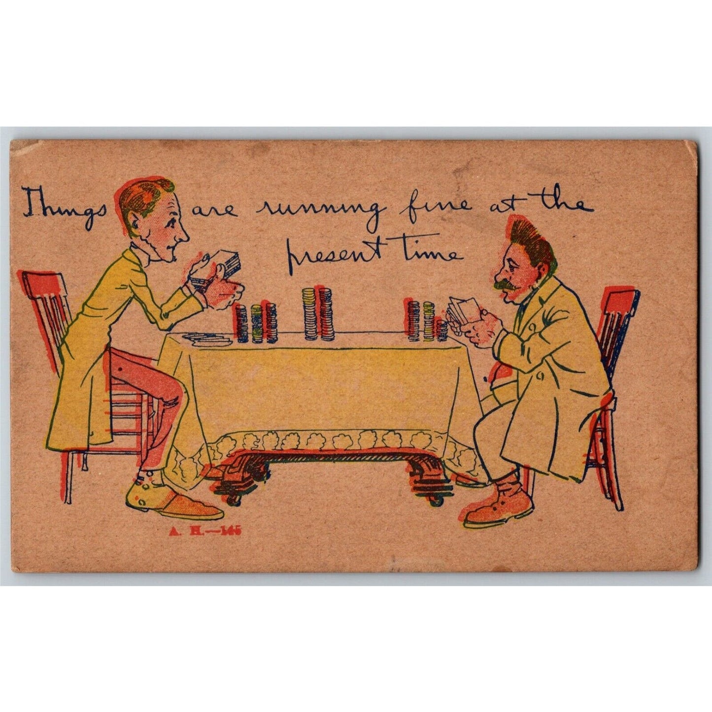 "Things Are Running Fine" Poker c1905 Undivided Unposted Comic Humor Postcard