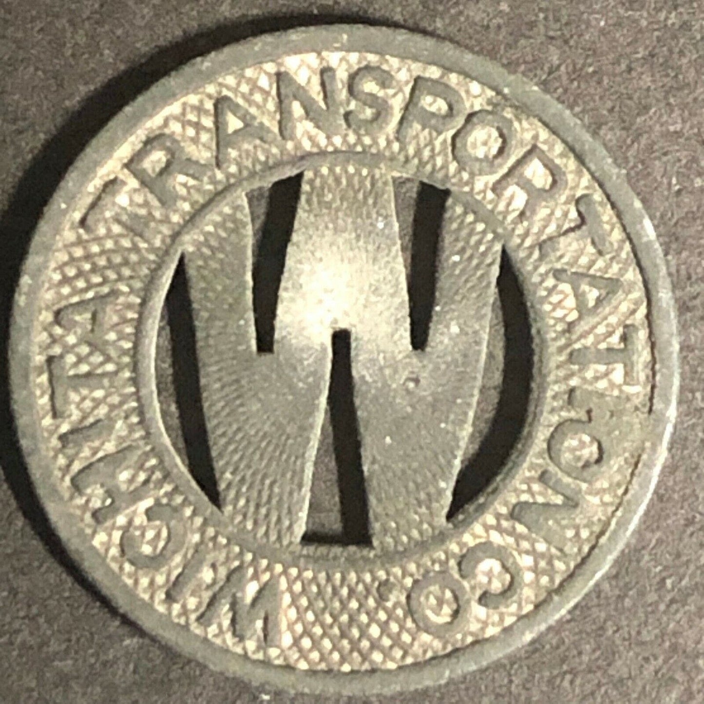 c1940's 16mm Wichita Transportation Corp. G/F One Fare Zinc?? Transit Token KS