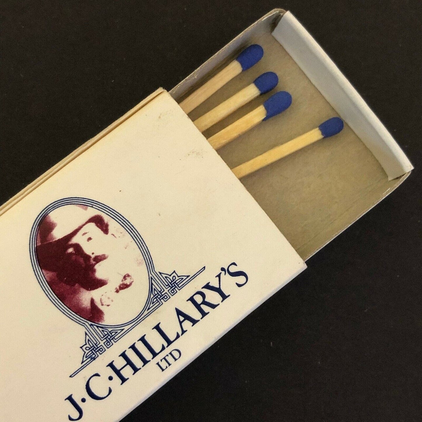 c1980's-90's Wooden Matchbox Matchbook - J.C. Hillary's Restaurant