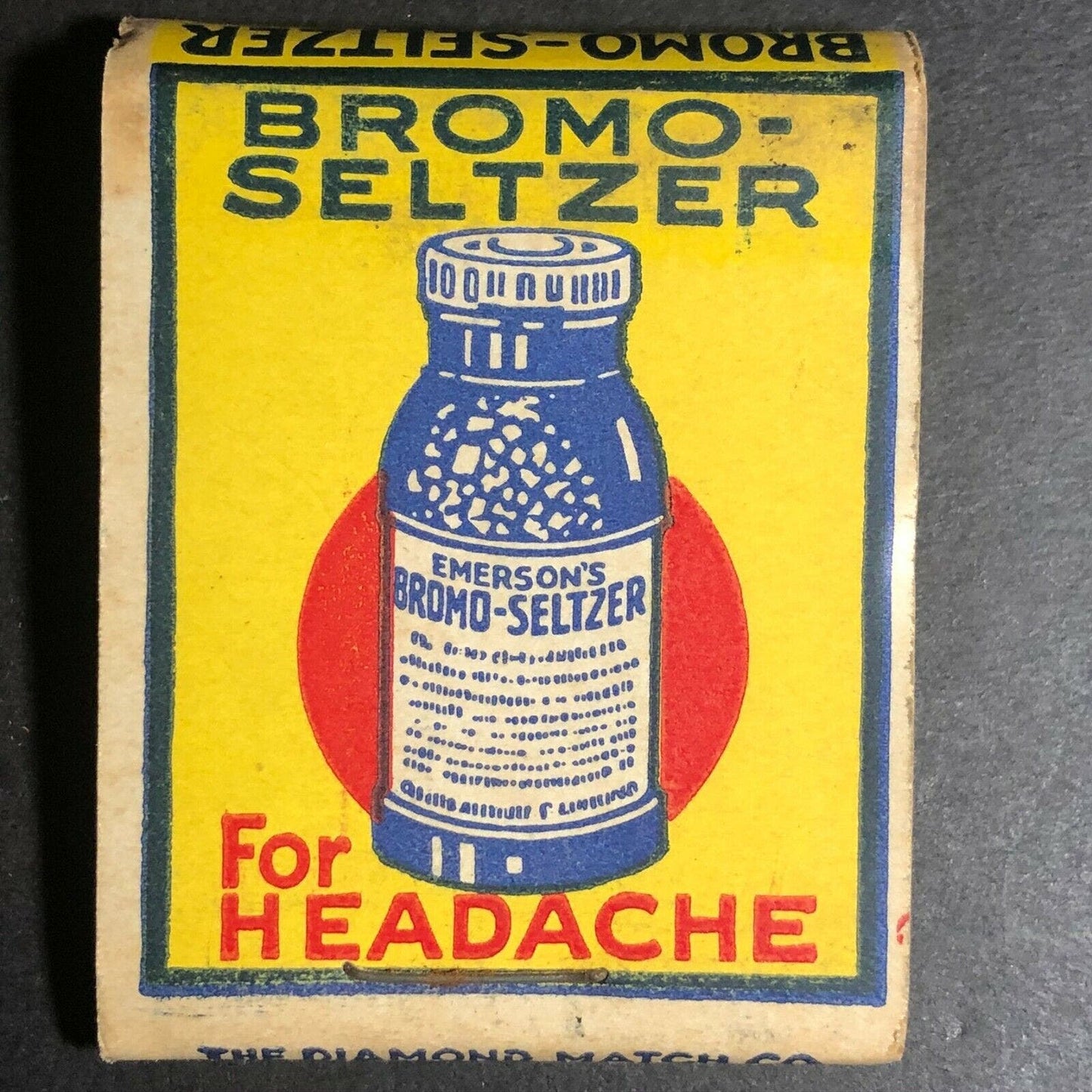 1930's-40's Full Matchbook - Bromo-Seltzer "For Headache"