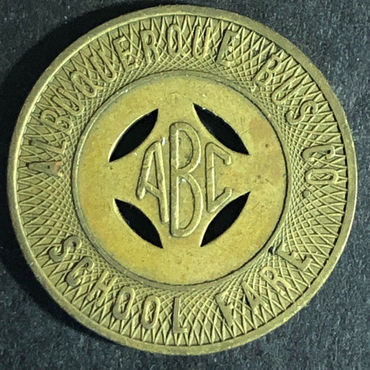 Albuquerque Bus Co. Brass "Good on School Days Only" Transit Token c1961 - 23mm