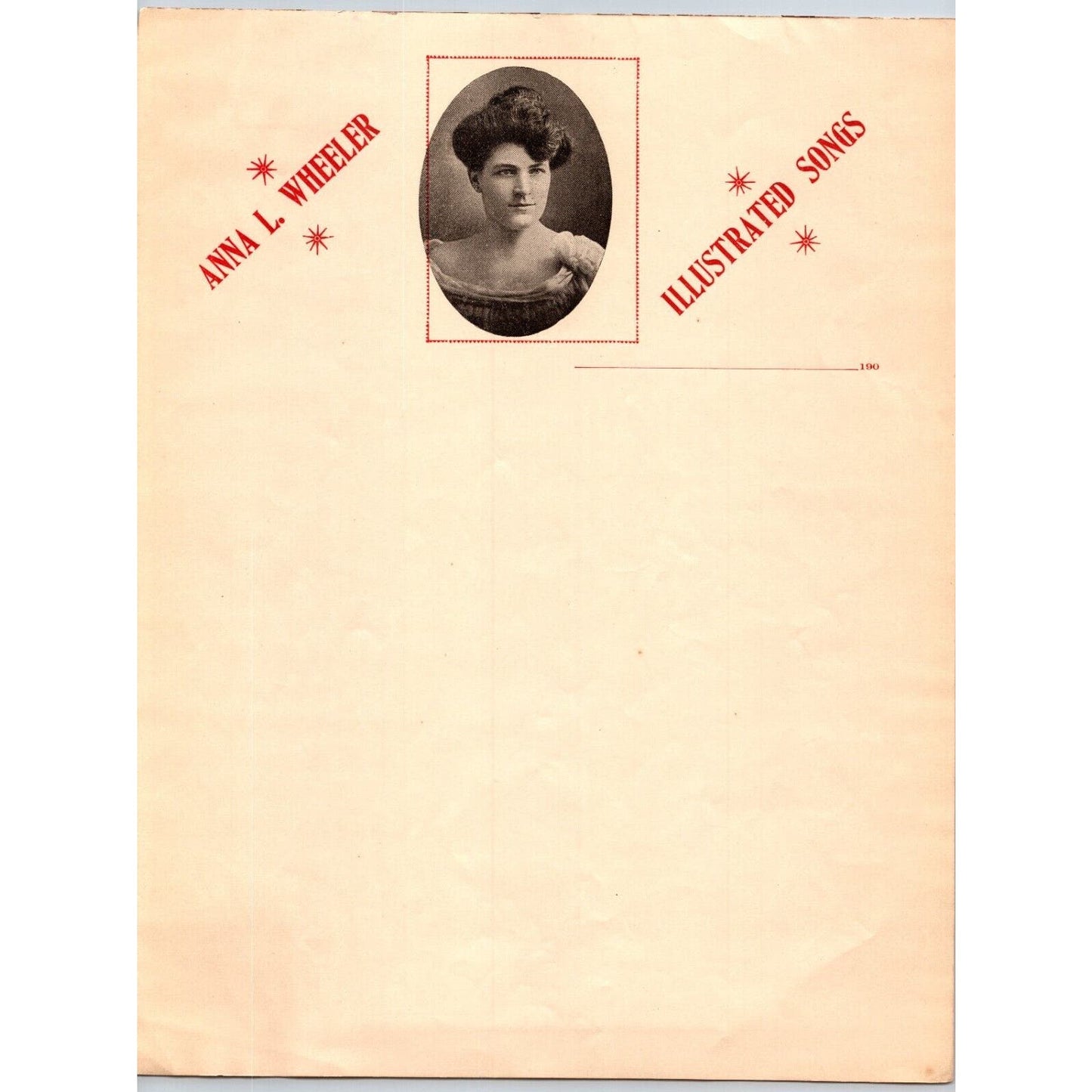 Anna L. Wheeler Illustrated Songs Circus Letterhead c1900-1909 Scarce