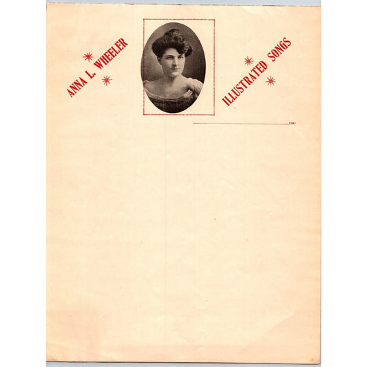 Anna L. Wheeler Illustrated Songs Circus Letterhead c1900-1909 Scarce