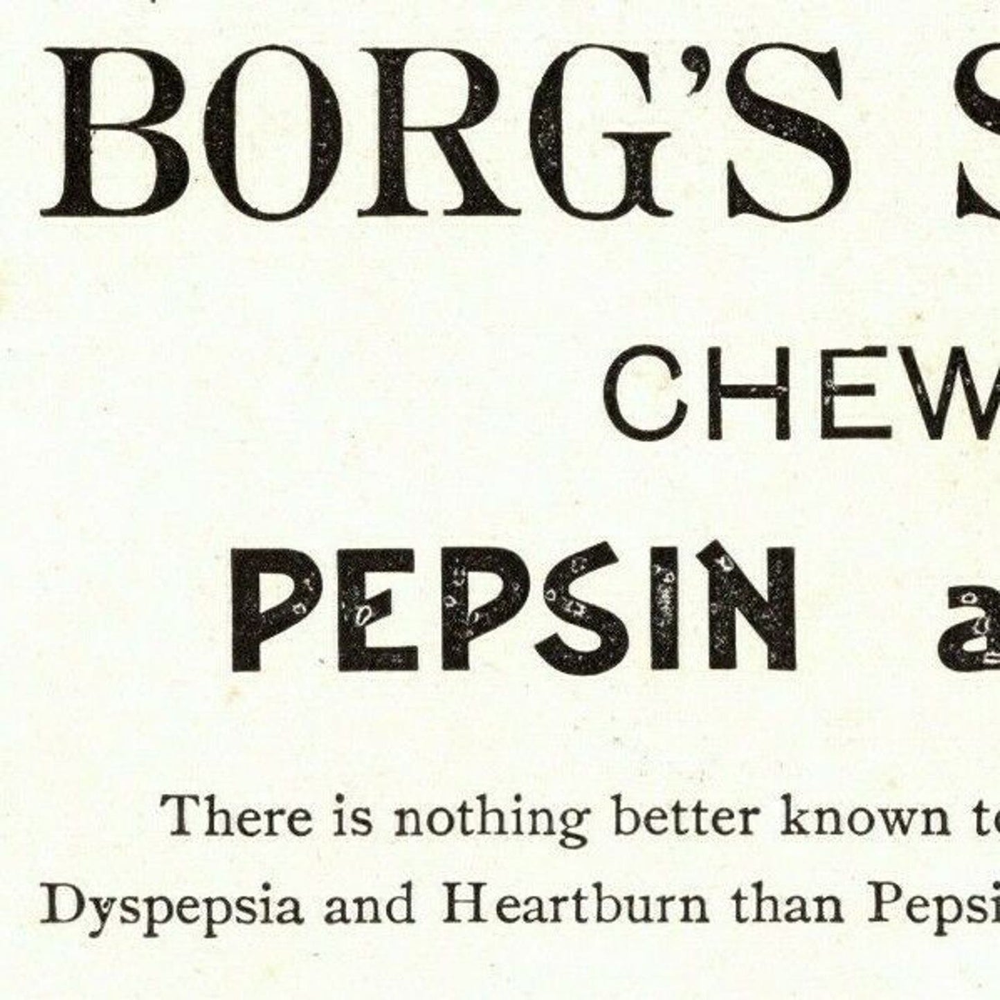 1893 Chicago World's Fair Trade Card org's Sure Cure Chewing Gum Pepsin Bisbuth