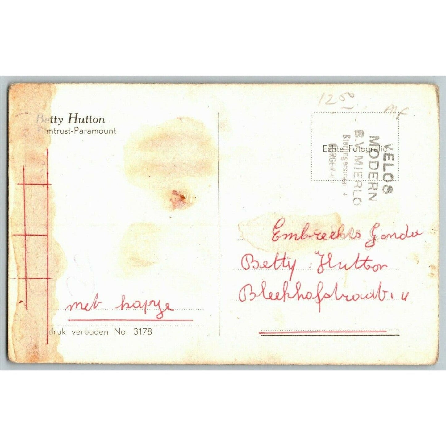 Betty Hutton "Filmtrust / Paramount" RPPC - Ken Prag Collection