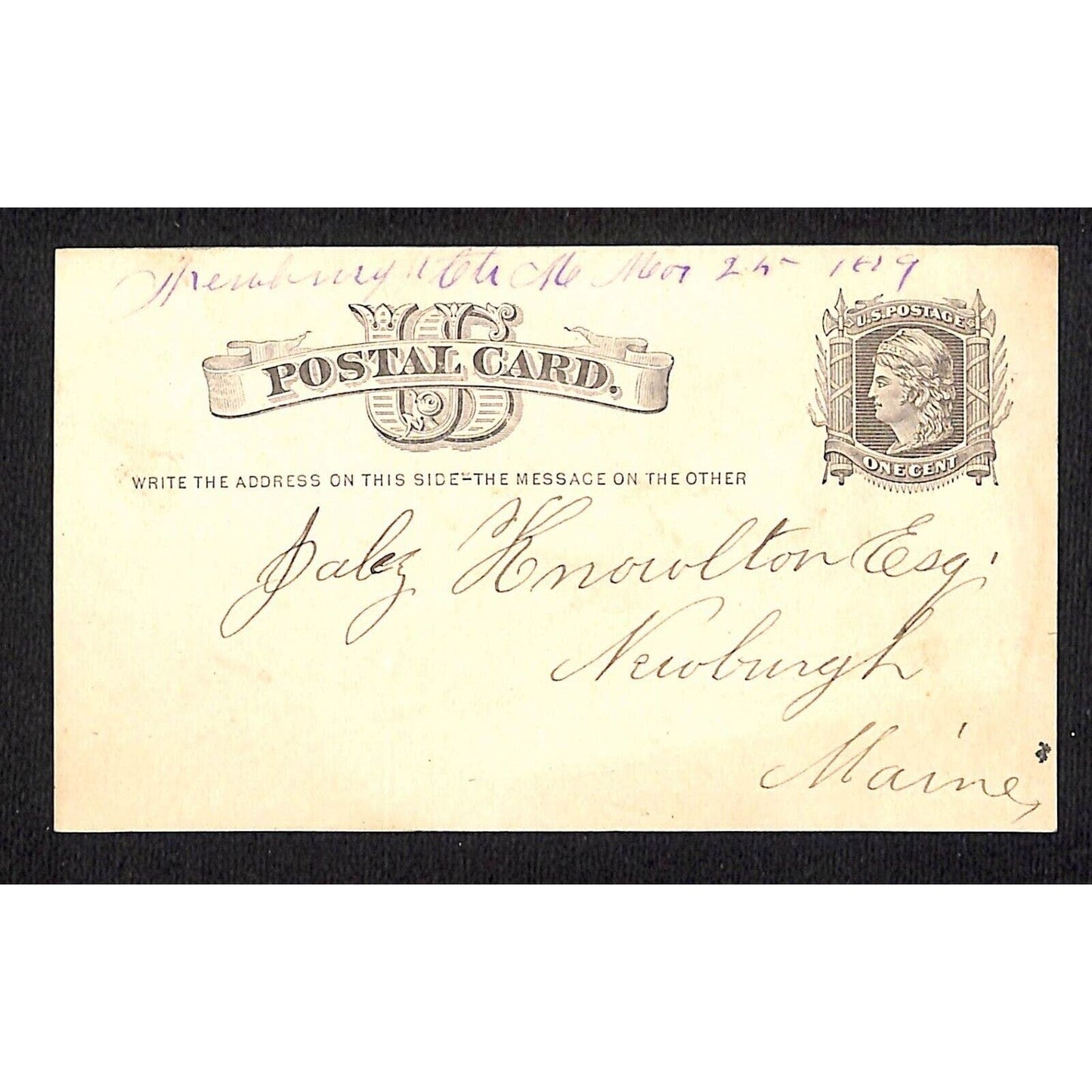 Newburgh, ME 1889 Knowelton Postal Card VGC