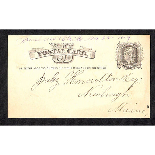 Newburgh, ME 1889 Knowelton Postal Card VGC