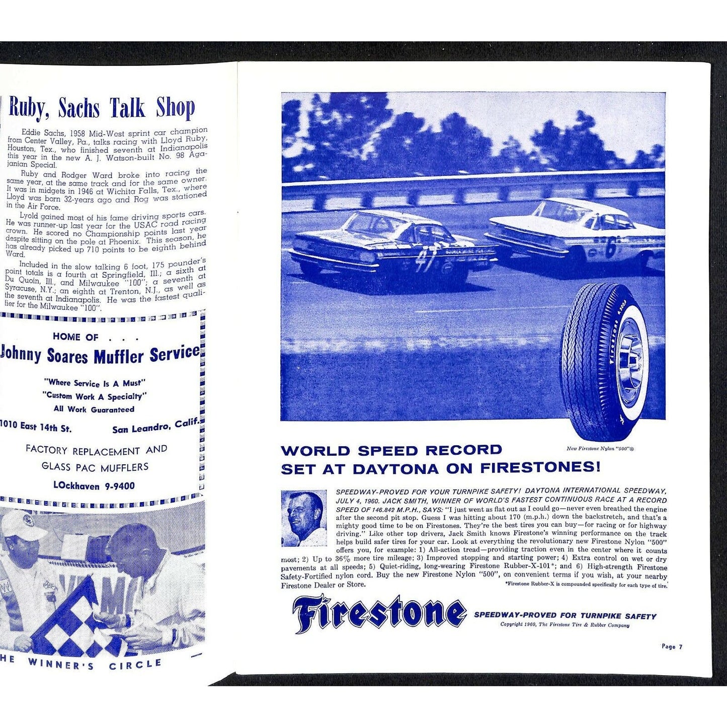 Scarce Oct 30 1960 Sacramento State Fair USAC Racing Program Big Car 100 Mile