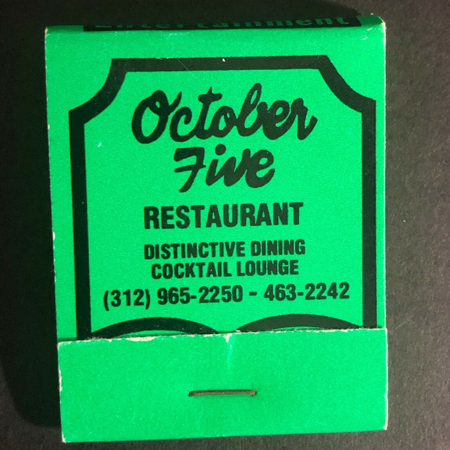 Vintage c1970's-80's Full Matchbook "October Five Restaurant" Morton Grove, IL