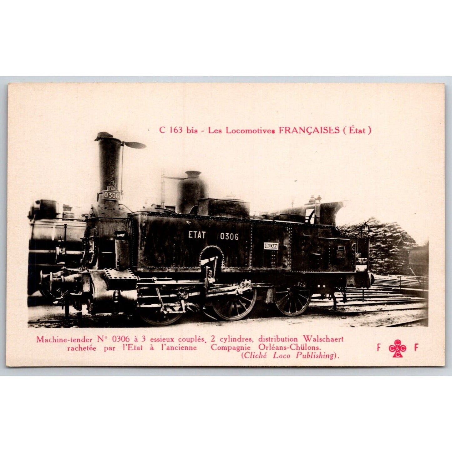 French Railroad RPPC* Postcard Machine Tender 0306 C 163 c1910 F. Fleury