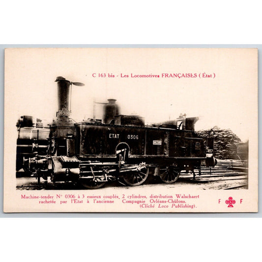 French Railroad RPPC* Postcard Machine Tender 0306 C 163 c1910 F. Fleury