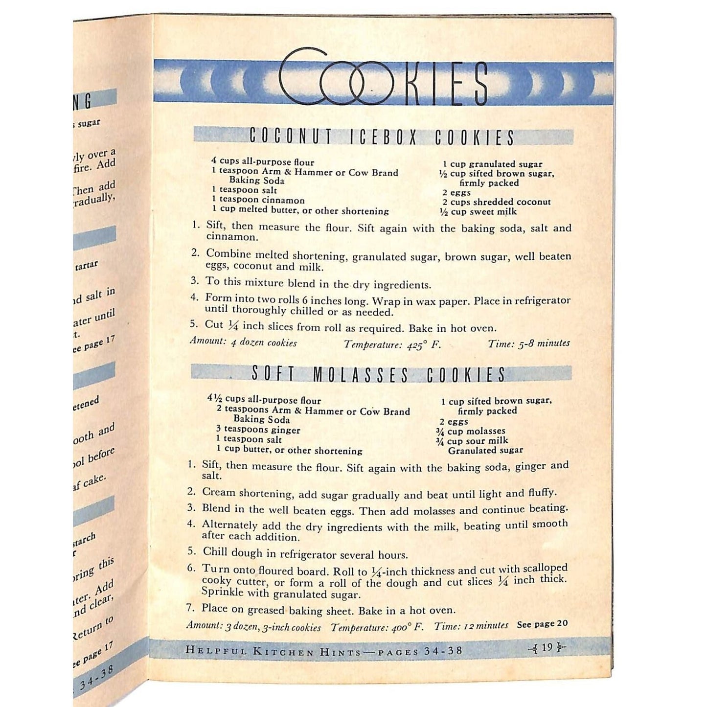 Arm & Hammer Baking Soda "Successful Baking" Cook Book 1936 VGC 38pp