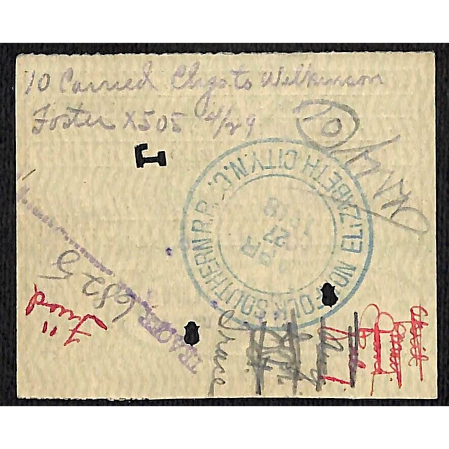 Norfolk Southern Railroad Ticket Chicago Wilkinson 1918 #4113 Scarce