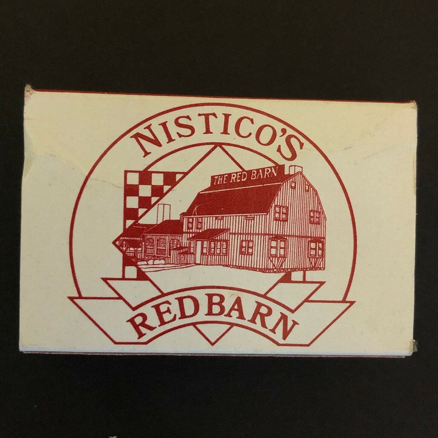 c1980-90 's Vintage Wooden Matchbox Matchbook "Nistico's Red Barn" Westport, CT