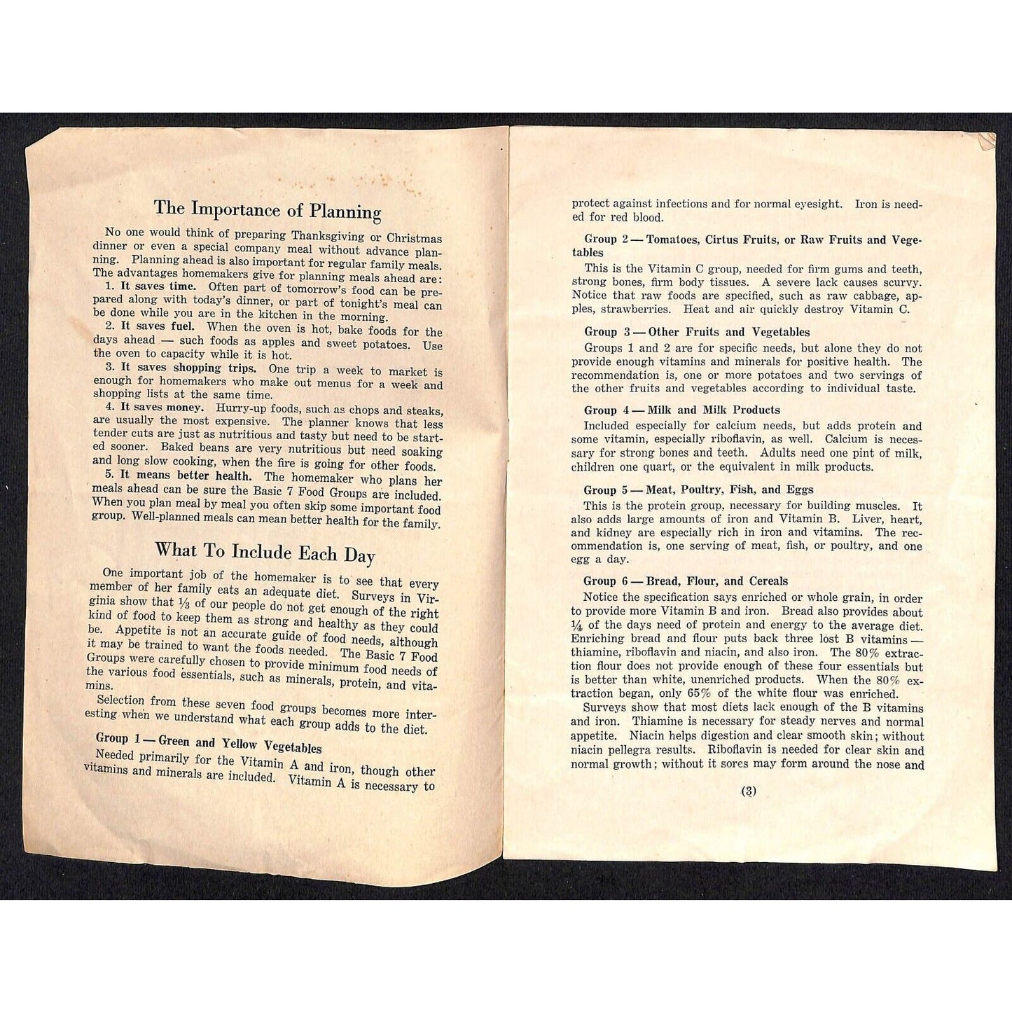 1946 U.S. Dept of Agriculture "Time Savers in Meal Planning and Preparation" 11p