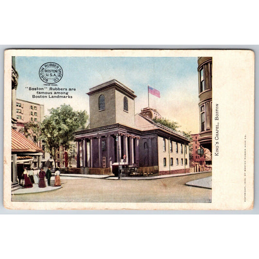 Boston Rubber Co. King's Chapel Boston Postcard c1906 Scarce