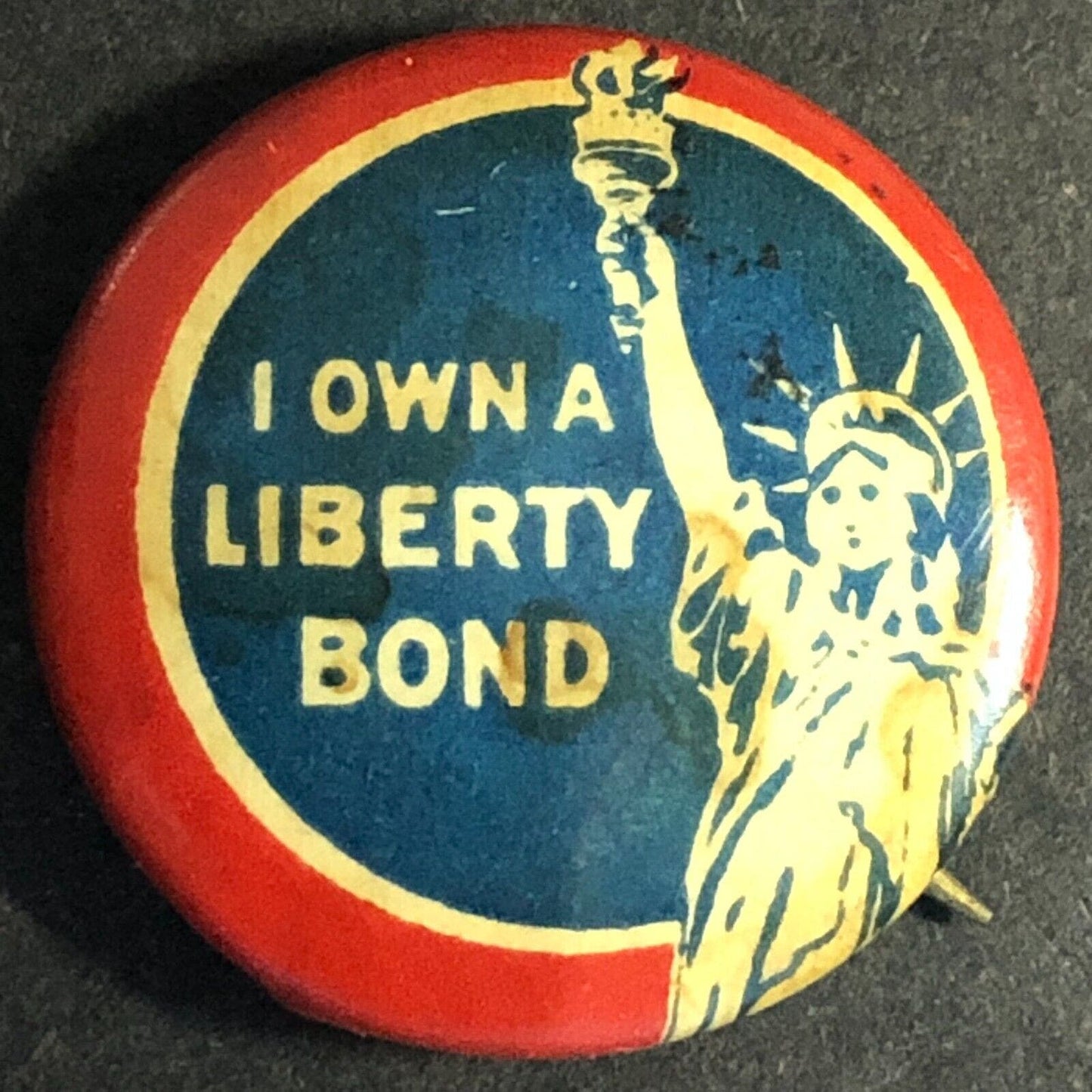 WWI Third Liberty Loan Celluloid Steel Pinback Button - w/ Bell c1918