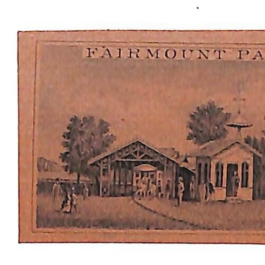 c1880's-90's Fairmount Park illustrated Covered Train / Trolley Station Vignette