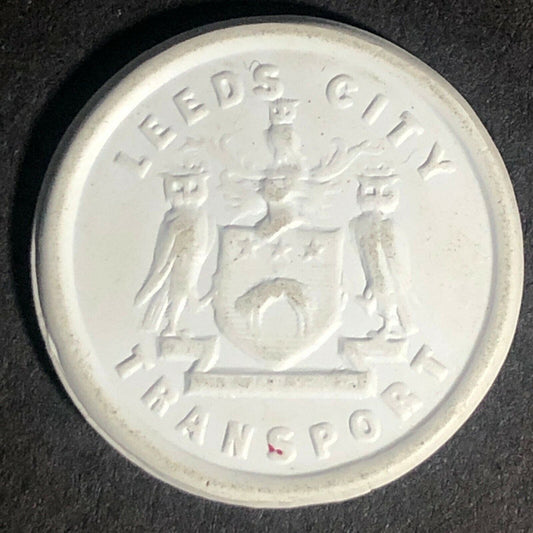 Leeds City Transport England Plastic Transit Token White 1D 21mm c50's-60's