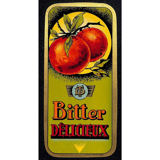 Bitter Delicieux (Delicious Bitters) Paper Label NOS VGC Gilt (Green)