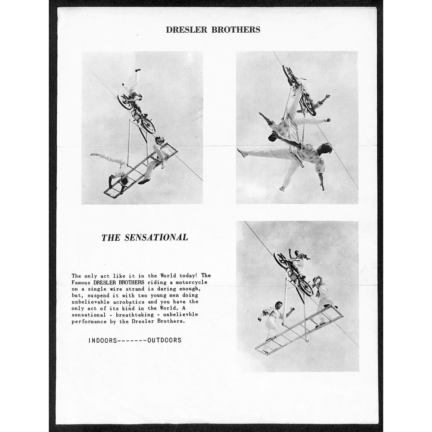 Dresler Brothers "Motorcycle in the Sky" 3 Promotions Sheets c1955-58 Scarce