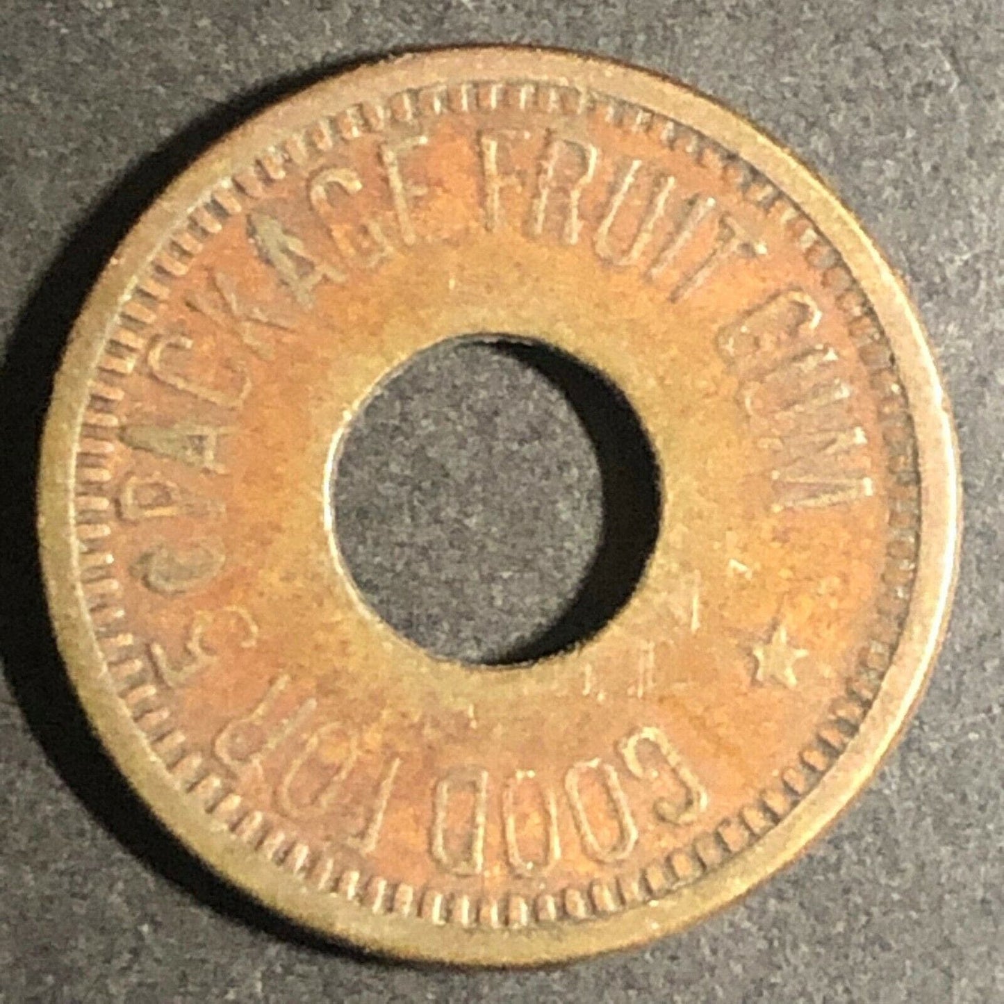 Vintage 21mm Brass "Watling Fruit Gum Co. Chicago, ILL" - Donut Token
