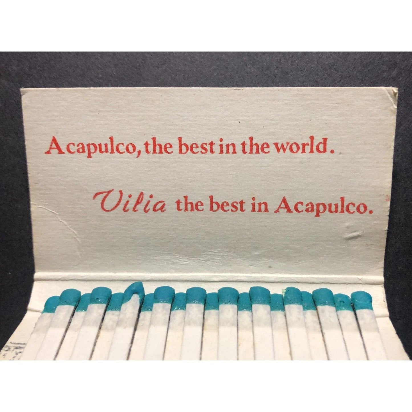 Hotel Vilia Acapulco Mexico Full Matchbook c1960's-73 Scarce