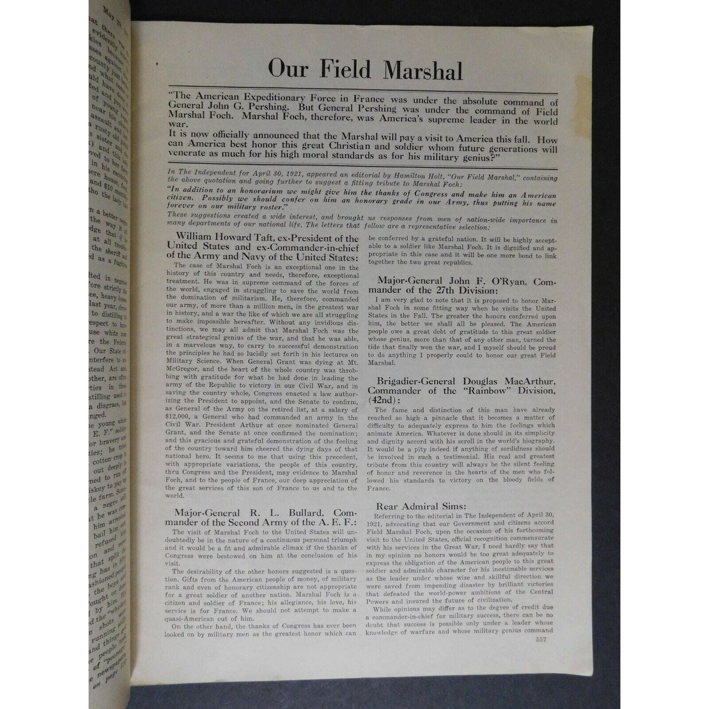 "The Independent Weekly" Marshal Foch's Visit May 28 1921 - 24 pgs.